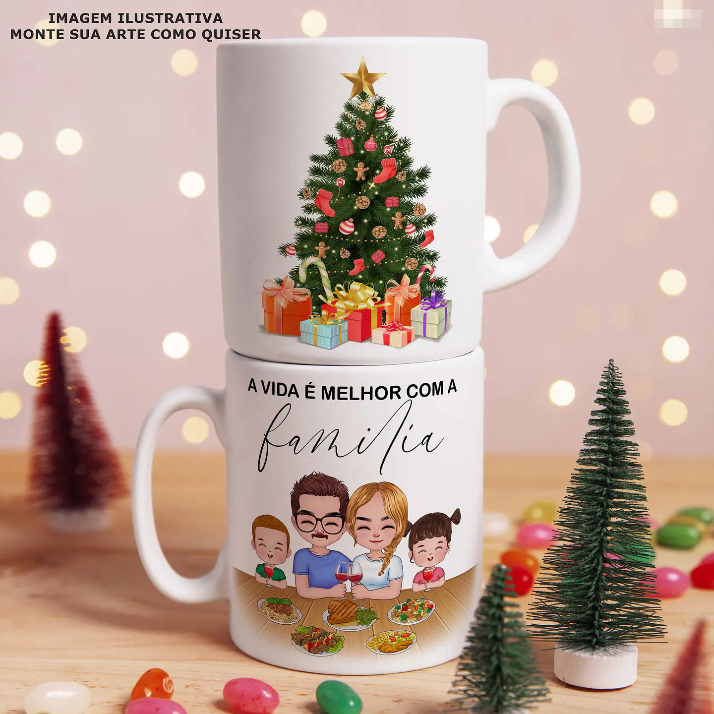 Arquivo para Montagem Artes de Caneca e Camisa Natal Meninas em Png 2