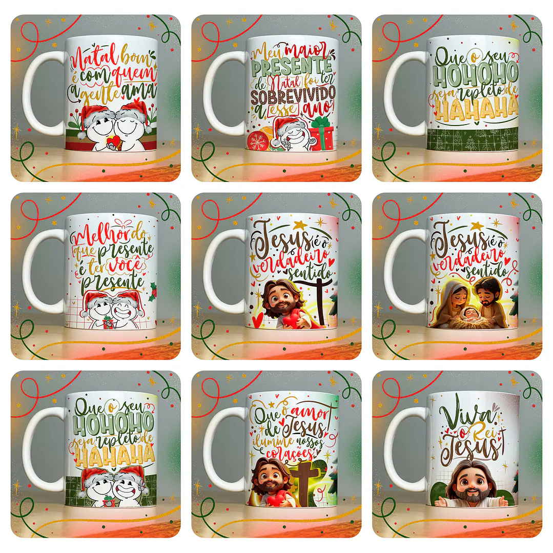 40 Artes para Caneca Papai Noel Arquivo em Jpg  1