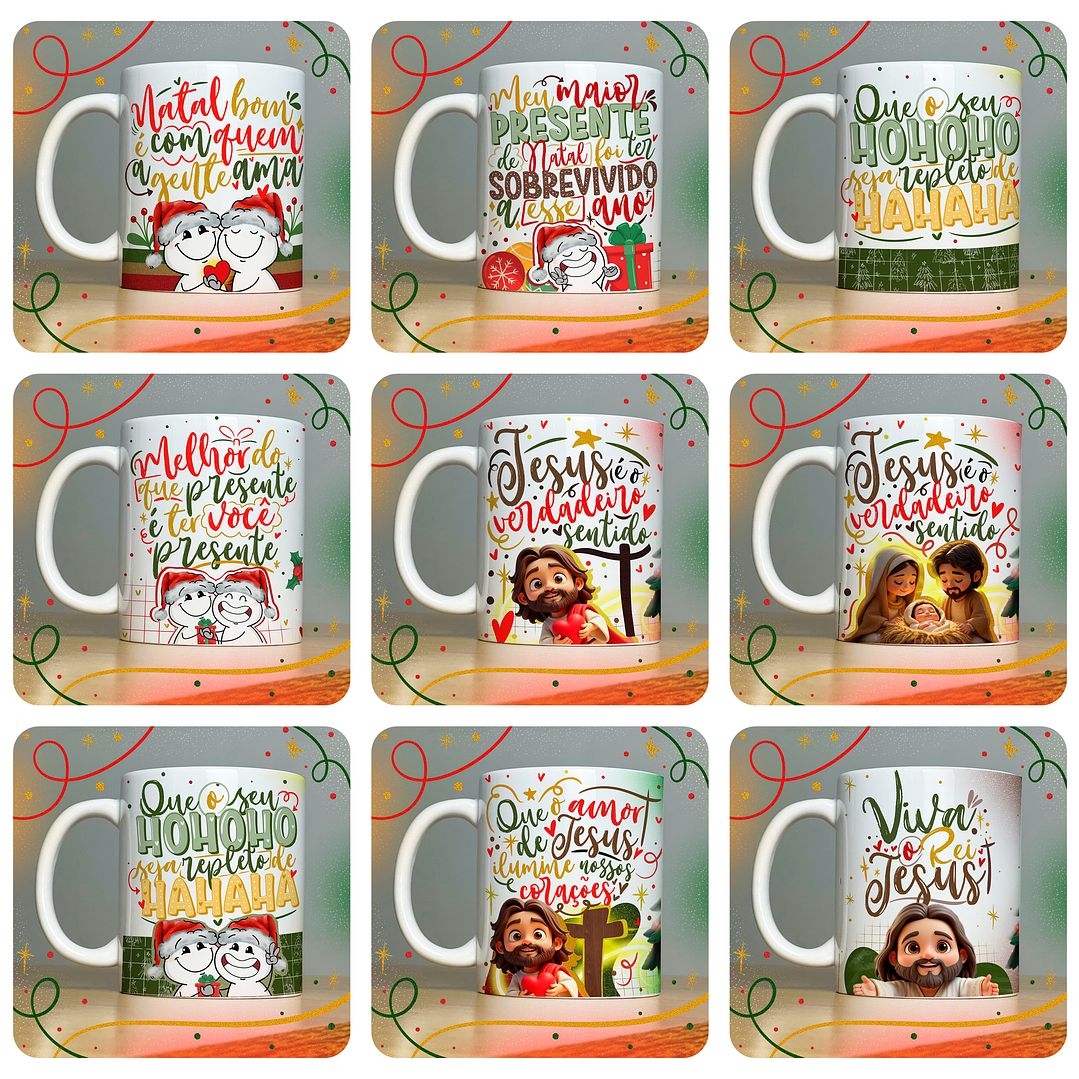 40 Artes para Caneca Papai Noel Arquivo em Jpg  1