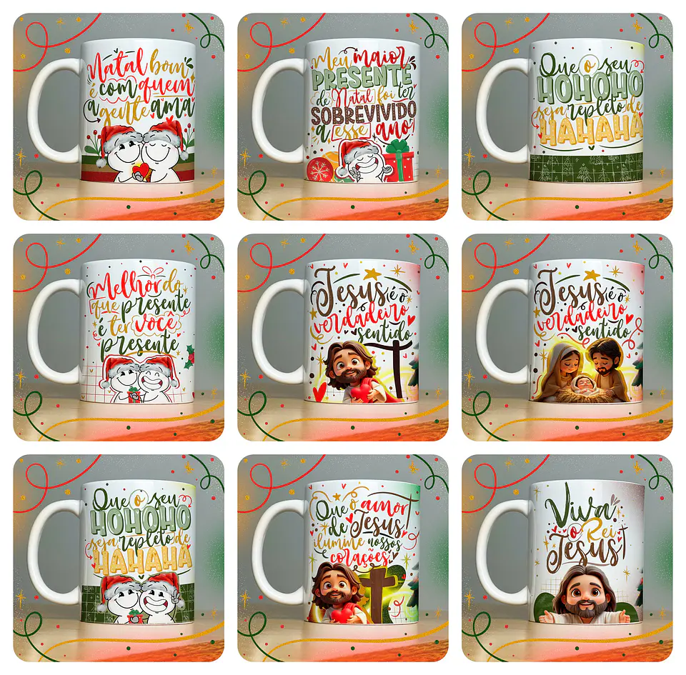40 Artes para Caneca Papai Noel Arquivo em Jpg  1