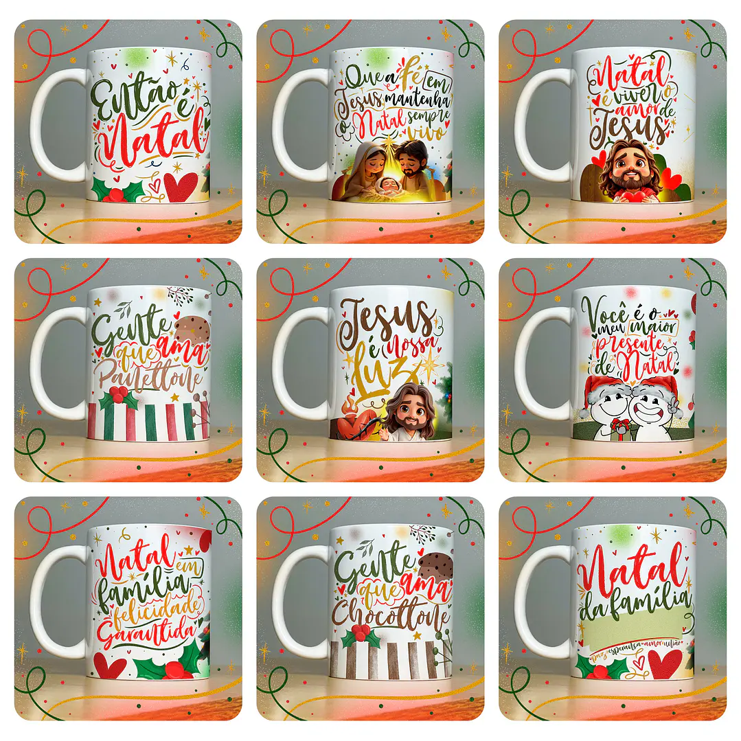 40 Artes para Caneca Papai Noel Arquivo em Jpg  3