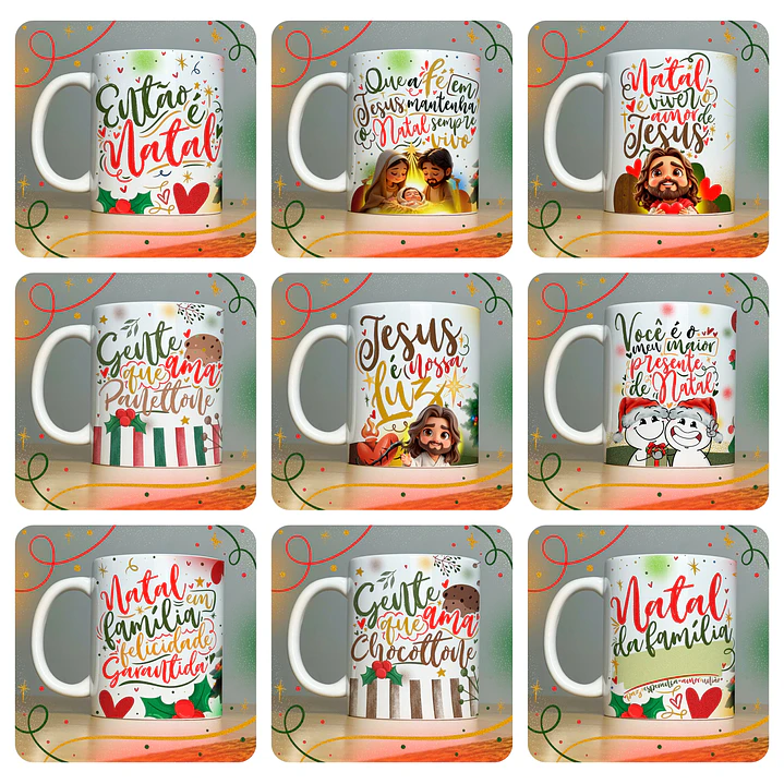 40 Artes para Caneca Papai Noel Arquivo em Jpg  3
