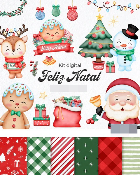 Kit Digital Papai Noel Natal em Png 