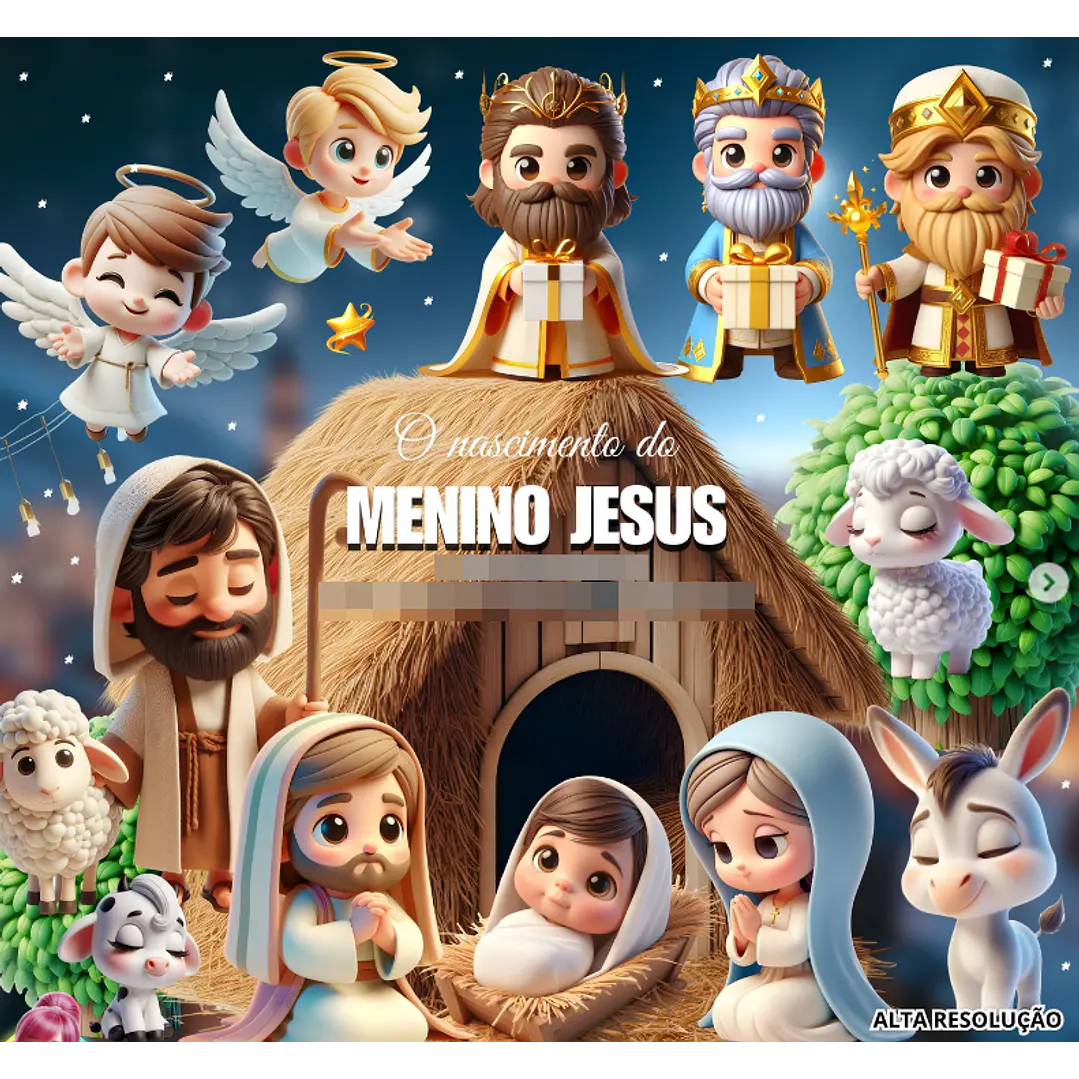 Kit Digital Natal Nascimento de Jesus 3d em Png 1