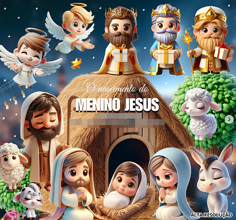 Kit Digital Natal Nascimento de Jesus 3d em Png