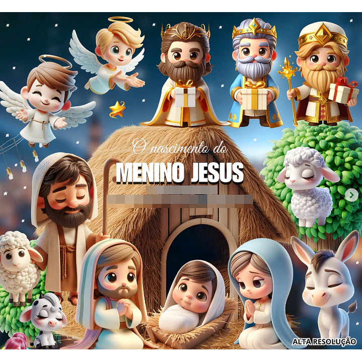 Kit Digital Natal Nascimento de Jesus 3d em Png 1