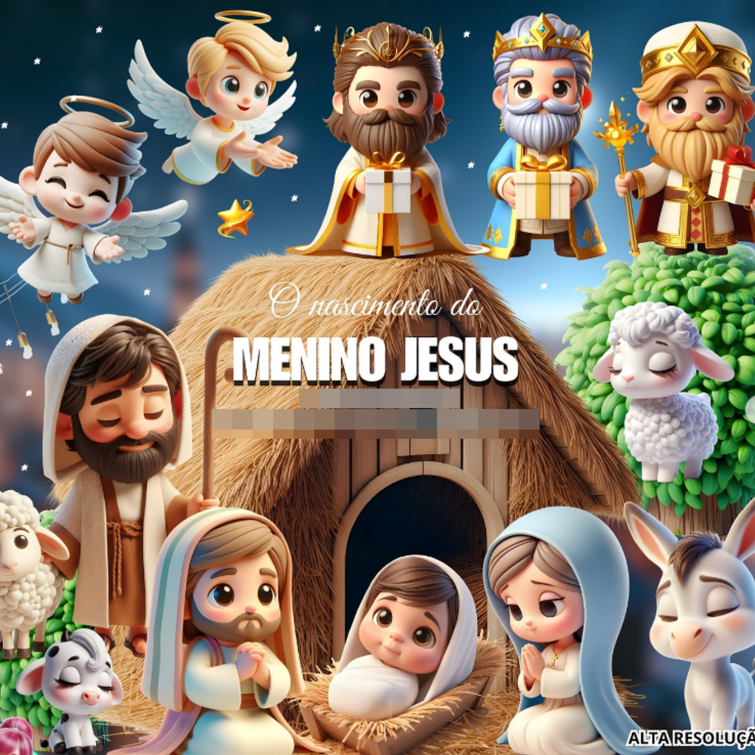 Kit Digital Natal Nascimento de Jesus 3d em Png 1