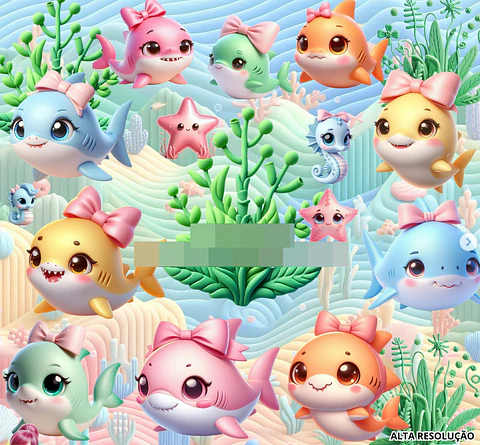 Kit Digital Baby Shark Candy em Png