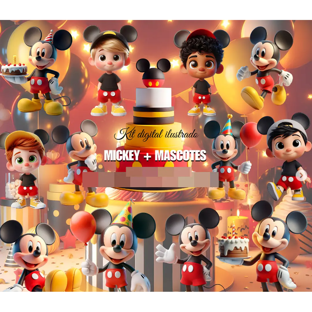 Kit Digital Mickey Tradicional Mascotes em Png 1