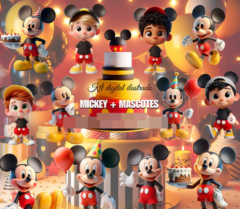 Kit Digital Mickey Tradicional Mascotes em Png