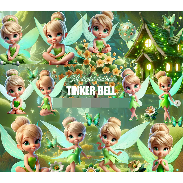 Kit Digital Sininho Tinker Bell Aquarela em Png  1