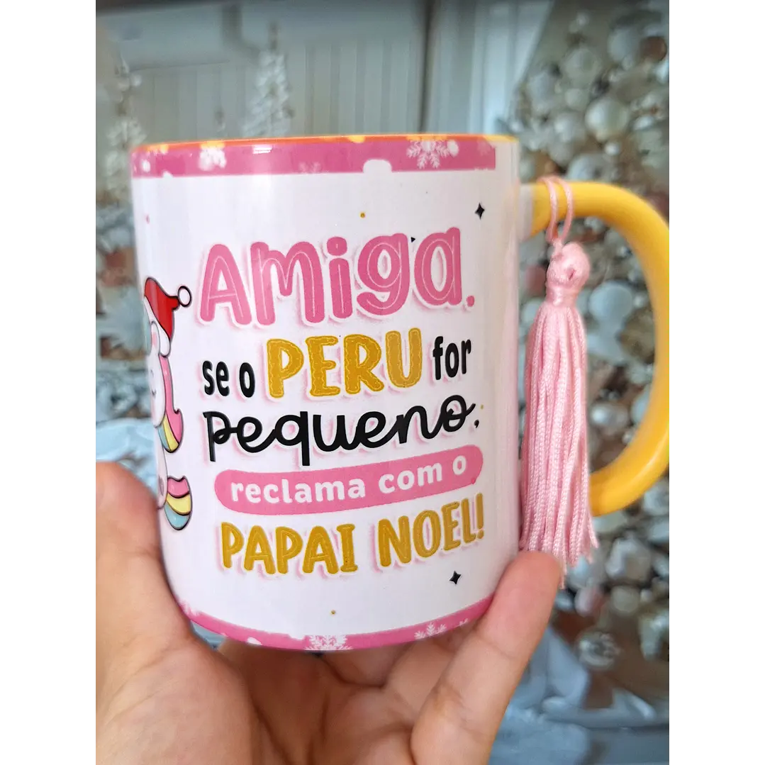 Artes Caneca Unicornio Natal Natalino Amiga se o peru for pequeno reclama com o Papai Noel Arquivo em Png  1