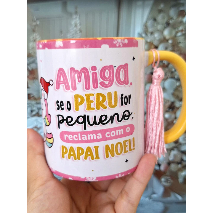 Artes Caneca Unicornio Natal Natalino Amiga se o peru for pequeno reclama com o Papai Noel Arquivo em Png  1