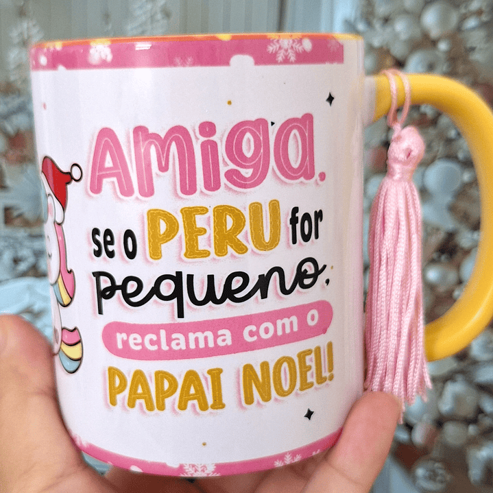 Artes Caneca Unicornio Natal Natalino Amiga se o peru for pequeno reclama com o Papai Noel Arquivo em Png  1