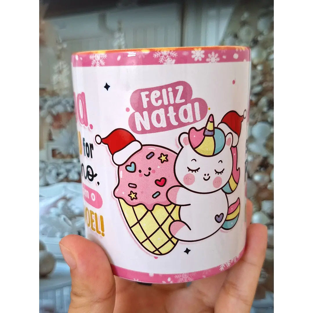 Artes Caneca Unicornio Natal Natalino Amiga se o peru for pequeno reclama com o Papai Noel Arquivo em Png  2