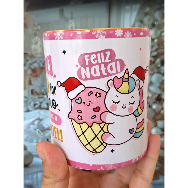 Artes Caneca Unicornio Natal Natalino Amiga se o peru for pequeno reclama com o Papai Noel Arquivo em Png  2