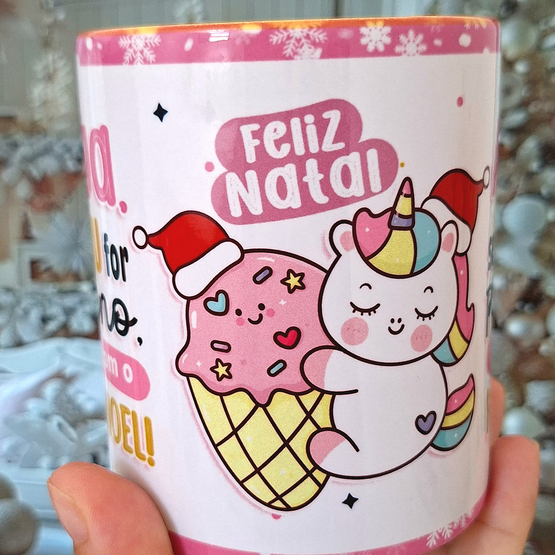 Artes Caneca Unicornio Natal Natalino Amiga se o peru for pequeno reclama com o Papai Noel Arquivo em Png  2