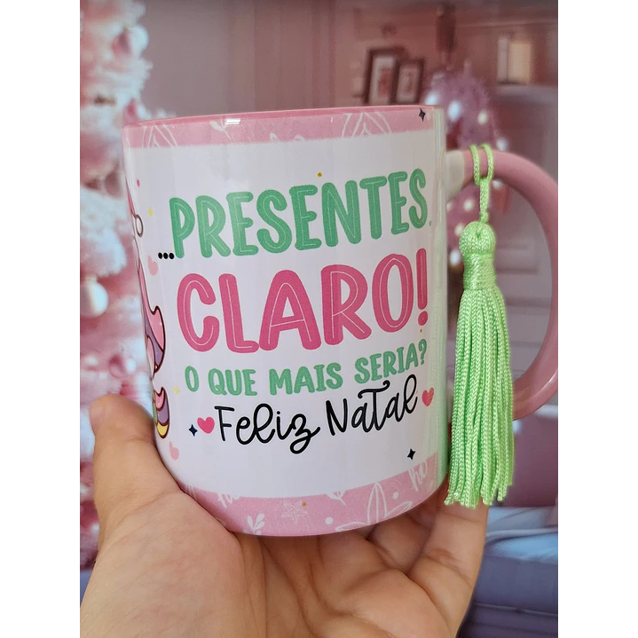 Artes Caneca Unicornio Natal Natalino Amiga se o peru for pequeno reclama com o Papai Noel Arquivo em Png  3