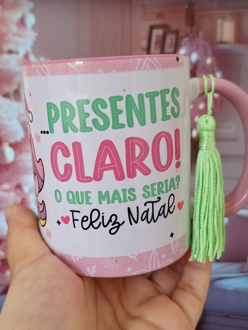 Artes Caneca Unicornio Natal Natalino Amiga se o peru for pequeno reclama com o Papai Noel Arquivo em Png  3