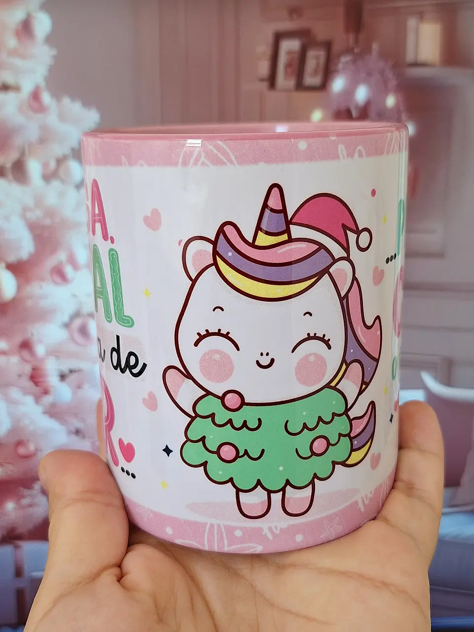 Artes Caneca Unicornio Natal Natalino Amiga se o peru for pequeno reclama com o Papai Noel Arquivo em Png  4