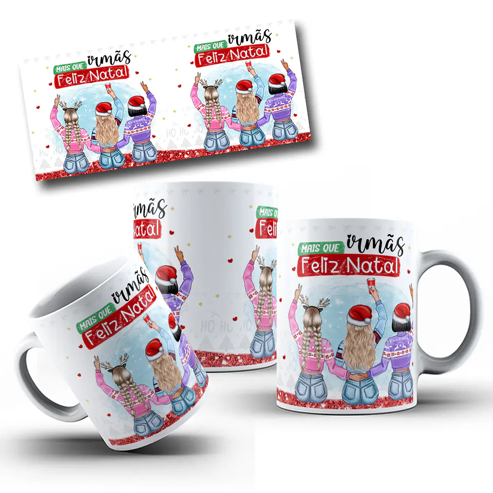 20 Artes Caneca Natal Mais que Irmãs, Amizade Bonequinhas Arquivo em Png 2