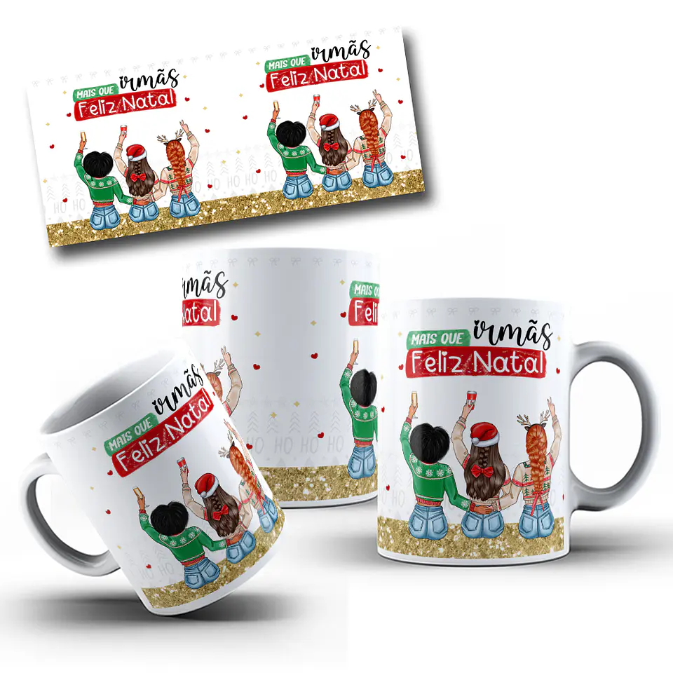 20 Artes Caneca Natal Mais que Irmãs, Amizade Bonequinhas Arquivo em Png 7