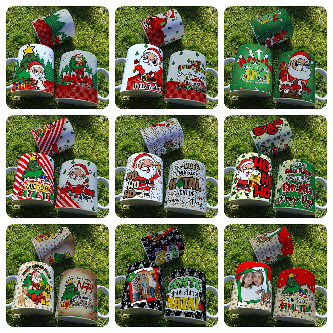 20 Artes Caneca Papai Noel Família Arquivo em Png  2