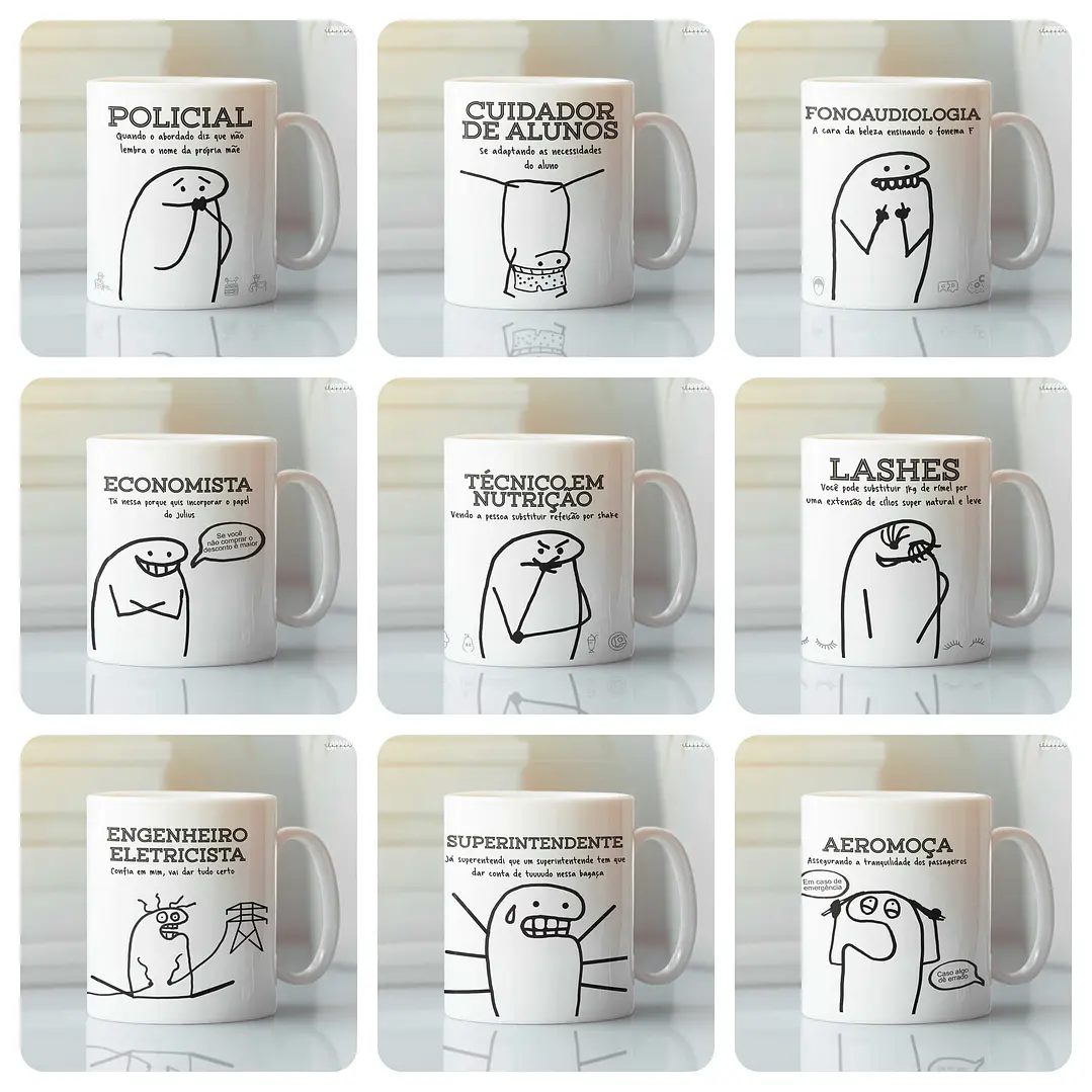 20 Artes Caneca Flork Profissões Arquivo em Png  1