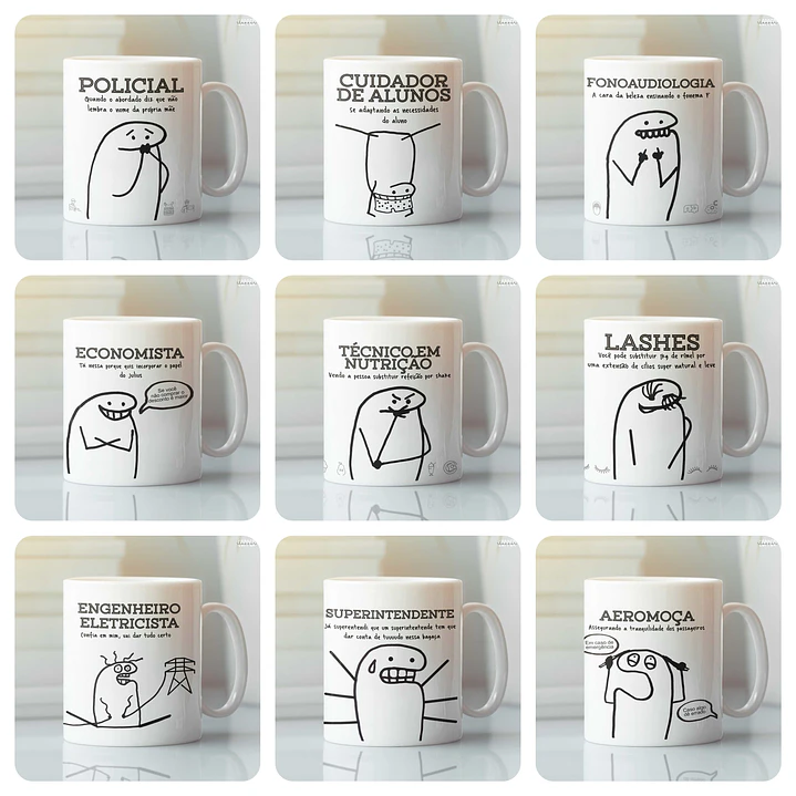 20 Artes Caneca Flork Profissões Arquivo em Png  1