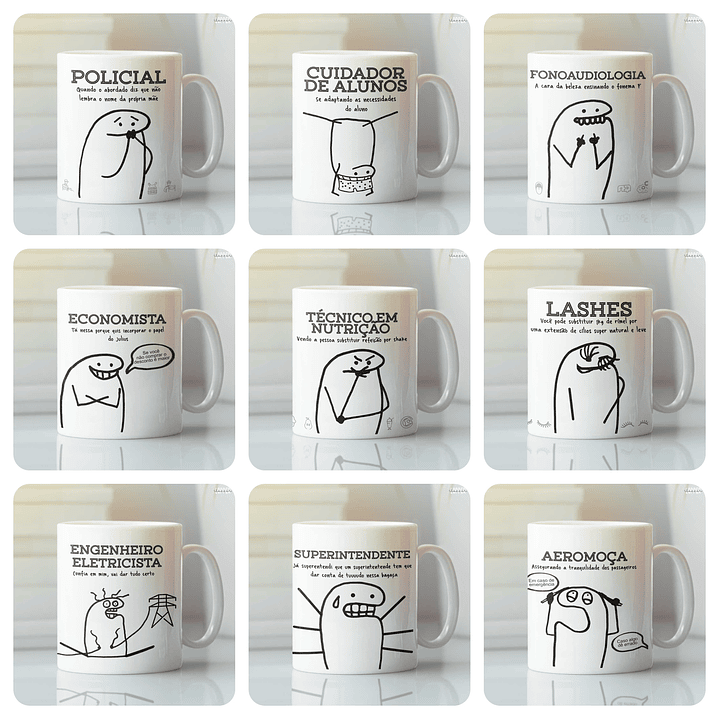 20 Artes Caneca Flork Profissões Arquivo em Png  1