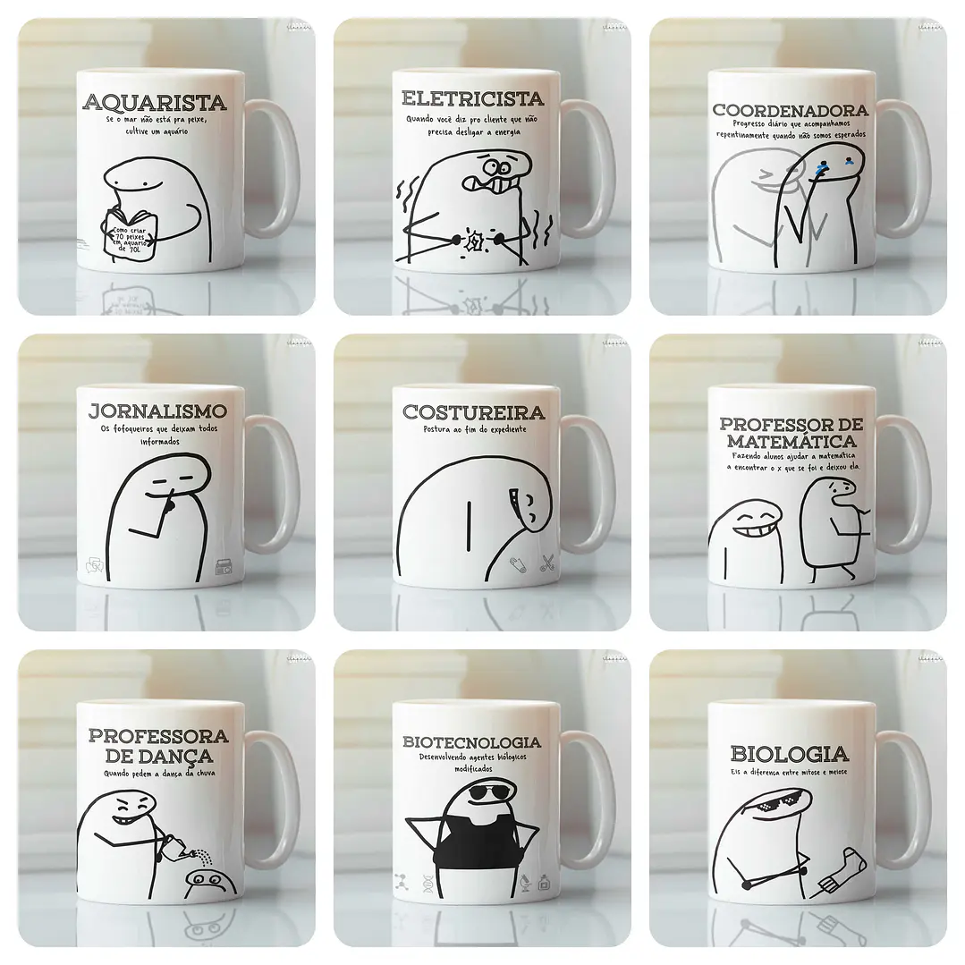 20 Artes Caneca Flork Profissões Arquivo em Png  2