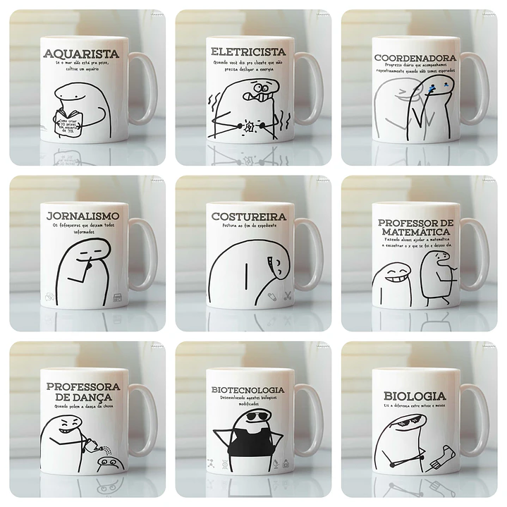 20 Artes Caneca Flork Profissões Arquivo em Png  2