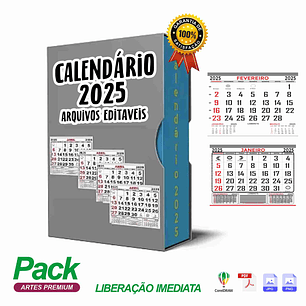 Arquivo Digital Calendário 2025 Editável