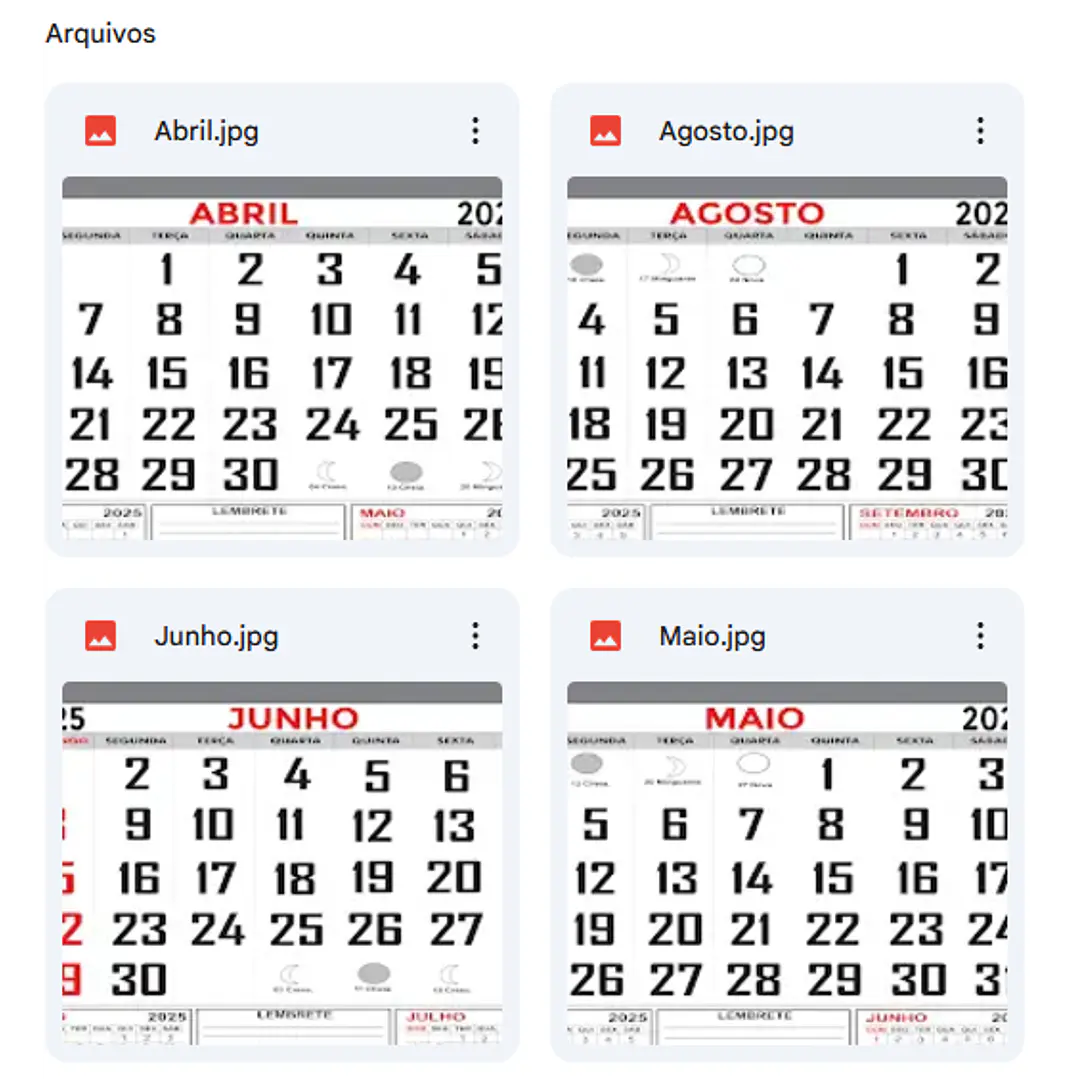 Arquivo Digital Calendário 2025 Editável 2