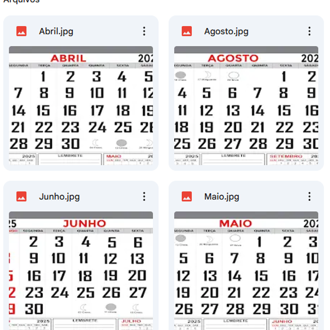 Arquivo Digital Calendário 2025 Editável 2