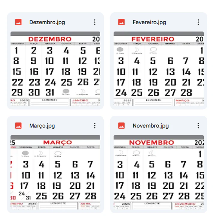 Arquivo Digital Calendário 2025 Editável 3