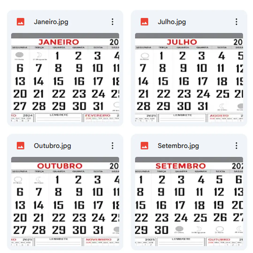 Arquivo Digital Calendário 2025 Editável 4