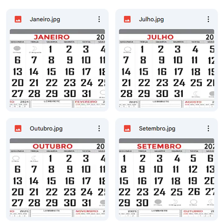 Arquivo Digital Calendário 2025 Editável 4