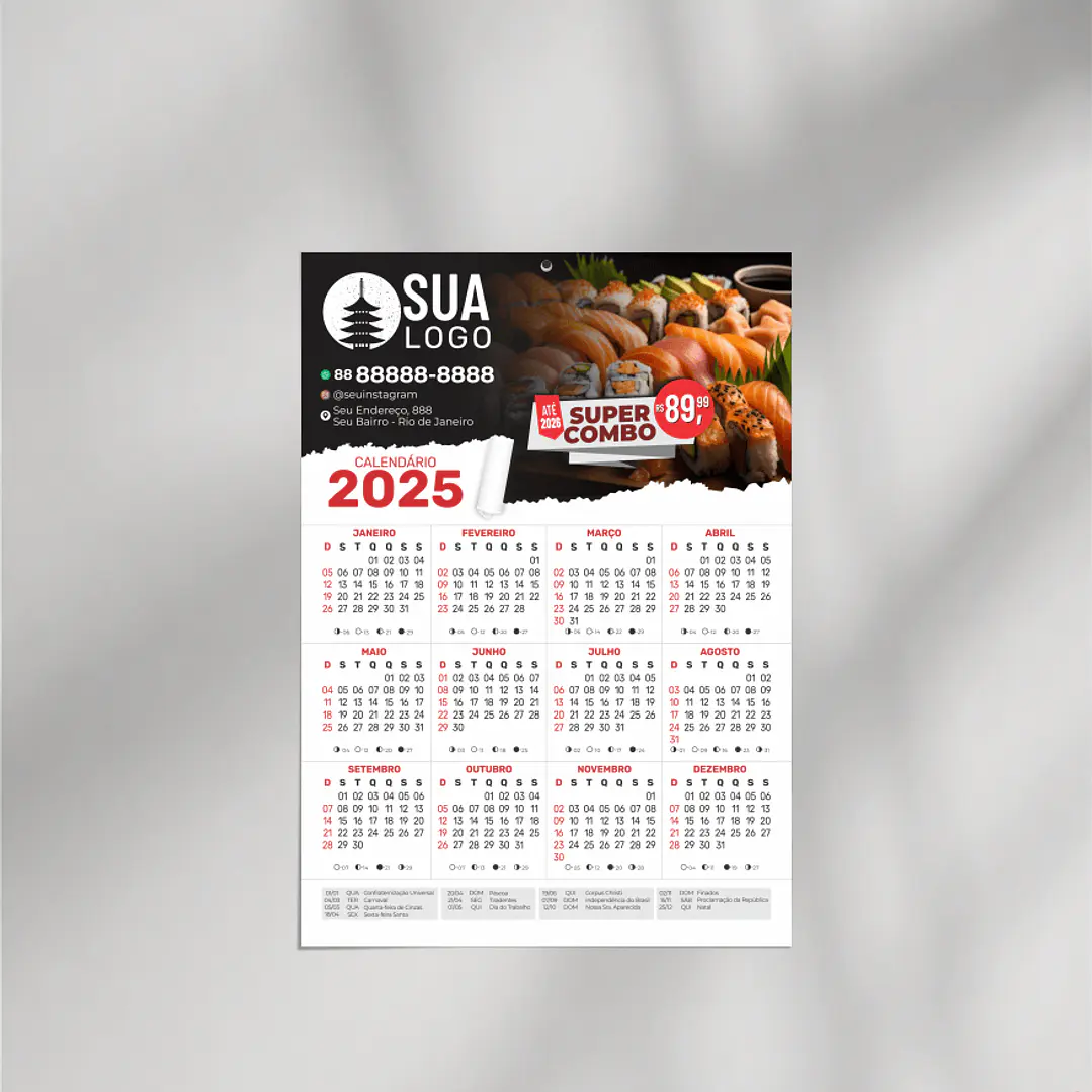 Arquivo Calendários 2025 em Corel Draw  8