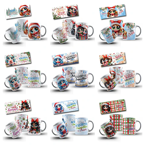 60 Artes Caneca Doçuras Menina Natal Arquivo em Jpg