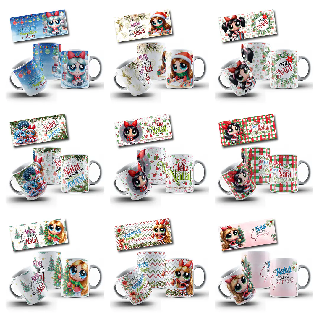 60 Artes Caneca Doçuras Menina Natal Arquivo em Jpg 6