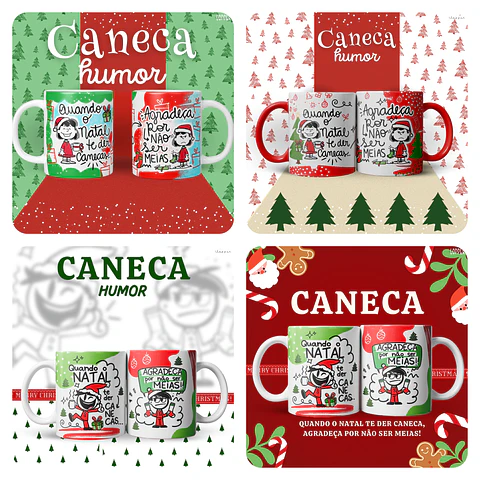 12 Artes Caneca Natal Humor Arquivo em Jpg