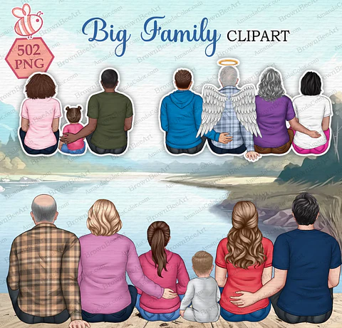 Kit Digital Mascotes Bonecos Familia Para Montar em Png