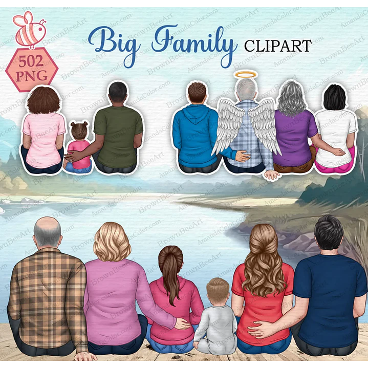 Kit Digital Mascotes Bonecos Familia Para Montar em Png 1