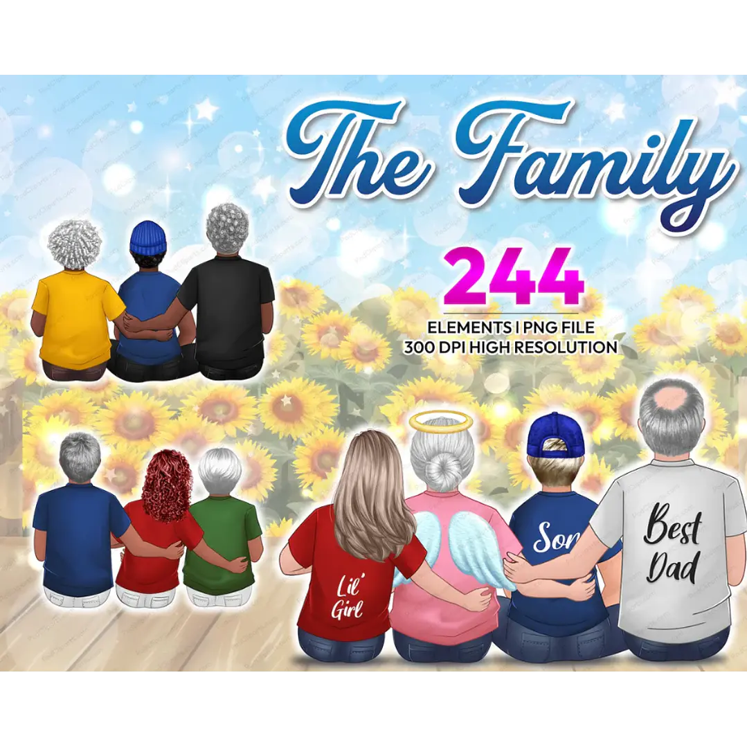 Kit Digital Mascotes Bonecos Familia Para Montar em Png 1