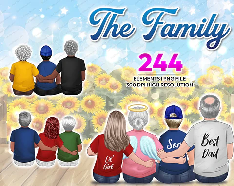Kit Digital Mascotes Bonecos Familia Para Montar em Png
