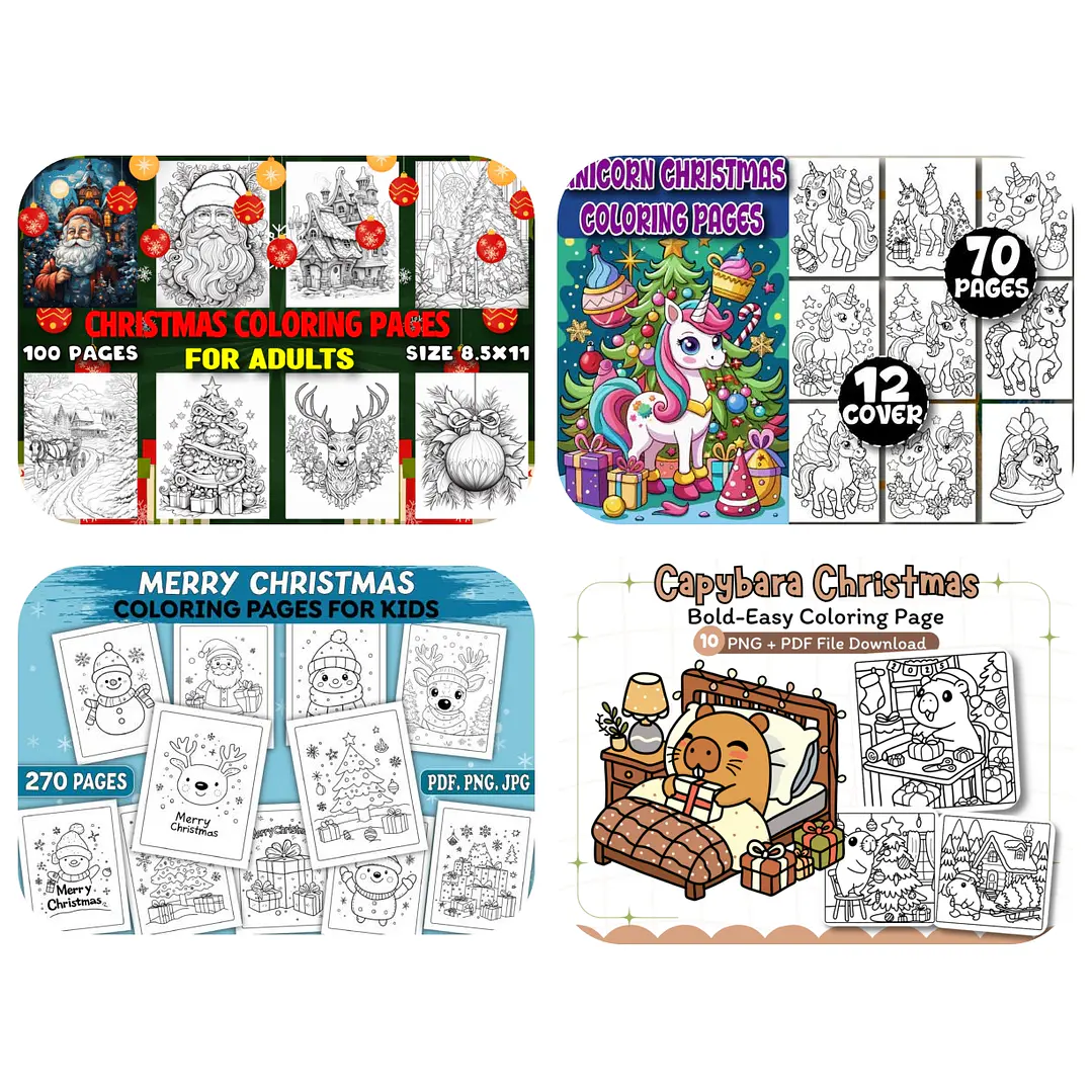 Kit Digital Desenho para Colorir Natal Papai Noel em Png  1