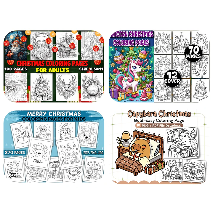 Kit Digital Desenho para Colorir Natal Papai Noel em Png  1