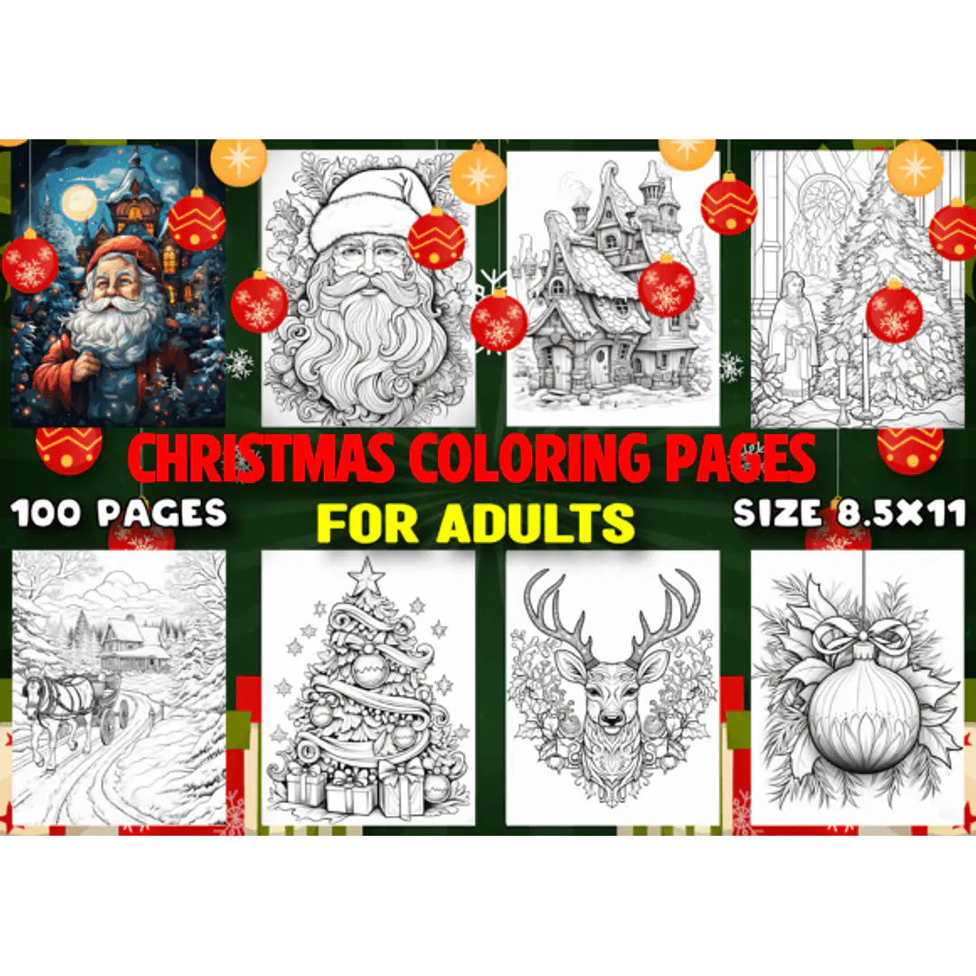 Kit Digital Desenho para Colorir Natal Papai Noel em Png  3