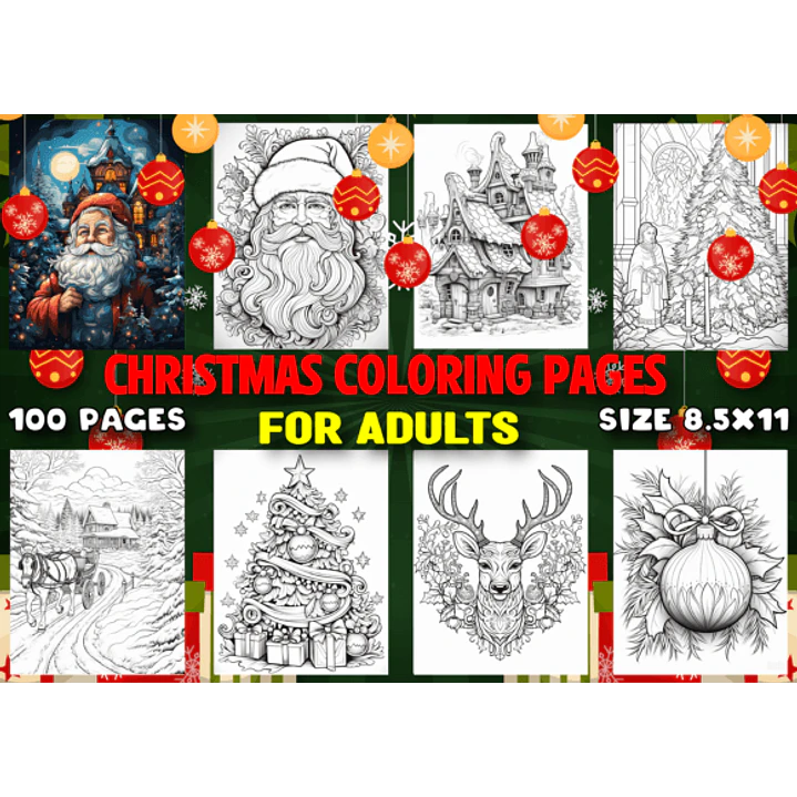 Kit Digital Desenho para Colorir Natal Papai Noel em Png  3
